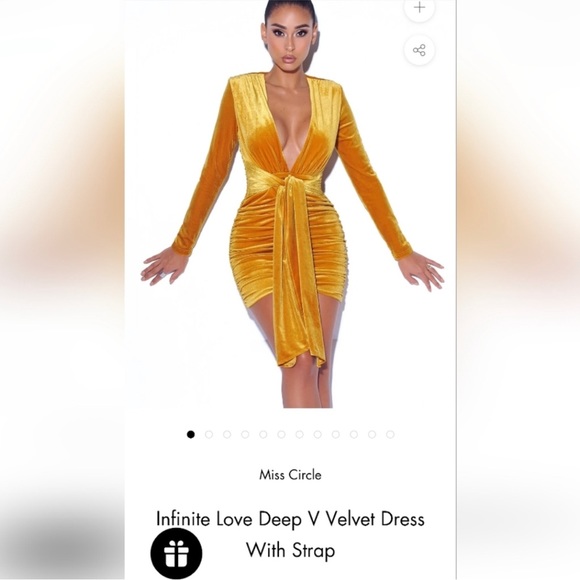 Miss Circle Gold Velvet Mini Dress - Picture 6 of 8